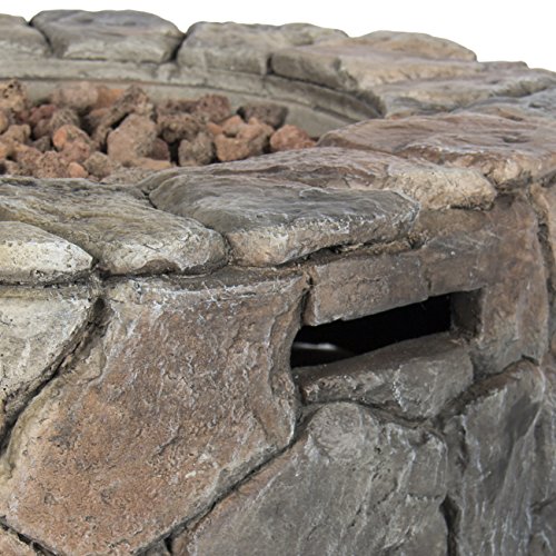 Best Choice Products Home Outdoor Patio Natural Stone Gas Fire Pit for Backyard, Garden – Multicolor Image