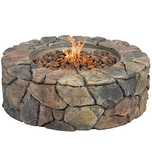 Best Choice Products Home Outdoor Patio Natural Stone Gas Fire Pit for Backyard, Garden – Multicolor Feature Image