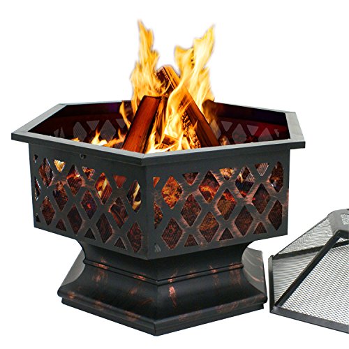 F2C Outdoor Heavy Steel Fire Pit Wood Burning Fireplace Patio Backyard Heater Steel Firepit Bowl Feature Image