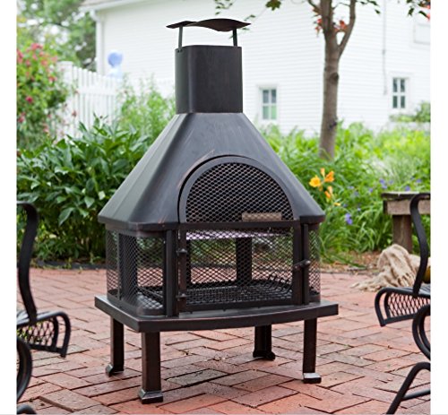 Outdoor Fireplace – Wood Burning Outdoor Fireplace with Smokestack; Gather Around the Fire in Your Backyard with This Modern Outdoor Fireplace Image