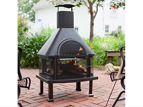 Outdoor Fireplace – Wood Burning Outdoor Fireplace with Smokestack; Gather Around the Fire in Your Backyard with This Modern Outdoor Fireplace Feature Image