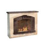 Outdoor Great Room Stone Arch Gas Fireplace with Stucco Finish thumbnail