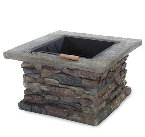 Patio Furniture-Premium® Natural Stone Square Fire Pit-Patio Fire Pit-Ideal Centerpiece For Keeping Family And Friends Warm And Entertained Outdoors -100% Thrilled Customer Guarantee! Image