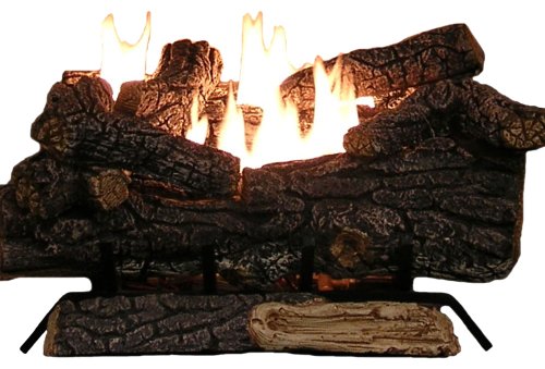 Sure Heat RS24VFTNG Vent Free Dual Burner Log Set for Natural Gas Fueled Fireplace, 24″, Riverside Oak Feature Image