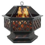 Zeny Fire Pit Hex Shaped Fireplace Outdoor Home Garden Backyard Firepit,Oil Rubbed Bronze thumbnail